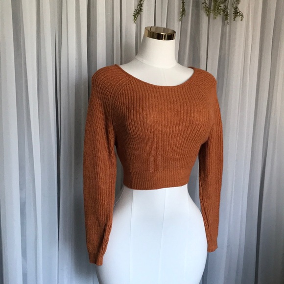 Billabong Sweaters - Billabong Rust Orange Cropped Knit Sweater